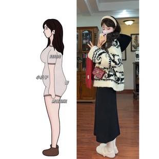 冬装 裙子女 搭配一整套大码 微胖mm连帽羊羔绒外套韩系穿搭高级套装