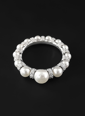 珍珠素圈戒指女食指戒简约轻奢纯银指环冷淡风小众七夕送女友礼物