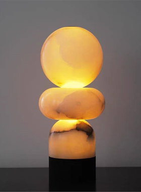 高端大气简约创意天然雪花云石沙发落地灯北欧卧室设计师样板房灯