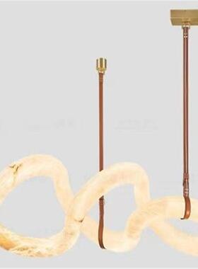 西班牙天然云石轻奢客厅吊灯法式复古全铜餐厅别墅复式楼大气主灯