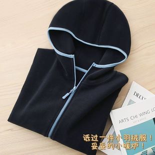 胖mm特大码设计感双面加绒拉链外套女秋冬摇粒绒加厚保暖连帽卫衣