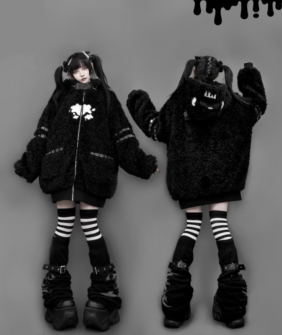 thumbnail for Japanese soft cute plush jacket autumn and winter violence bear subculture y2k sweet cool lamb wool sweatshirt cotton clothes
