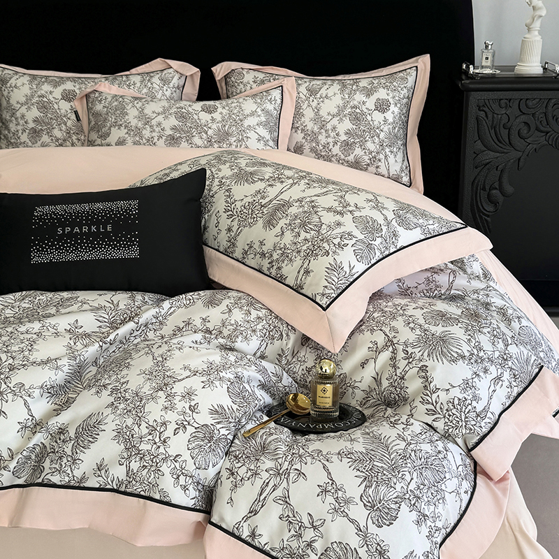 A类秋冬全棉四件套加厚100%纯棉磨毛被套美式轻奢高级感床上用品4