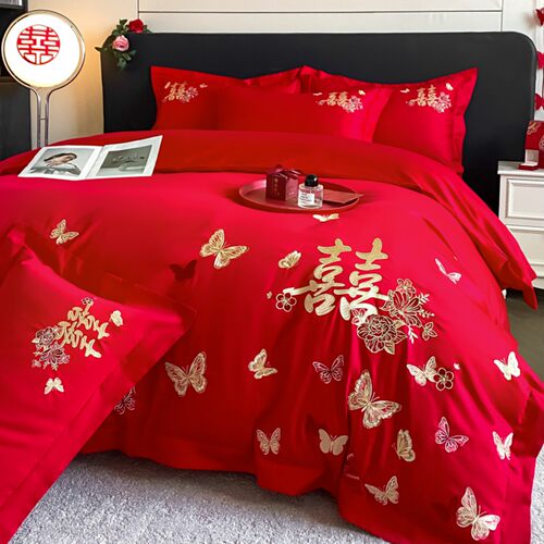 小红书推荐爆款刺绣结婚四件套