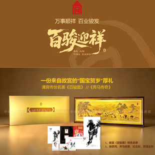 故宫百骏迎祥图奔马传奇邮票纪念套装藏书票邮册马年文创收藏礼物