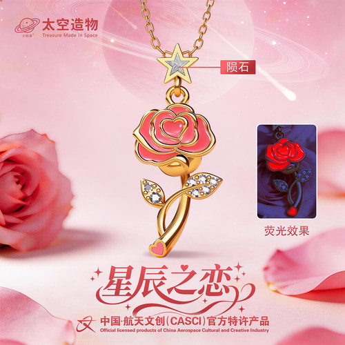 中国航天文创太空造物星辰之恋玫瑰陨石项链七夕送女友礼物高级感