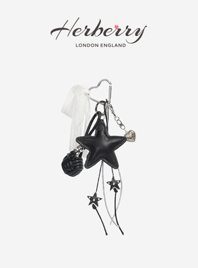 HERBERRY甜酷个性皮质五角星包挂件黑色钥匙扣ins超好看装饰