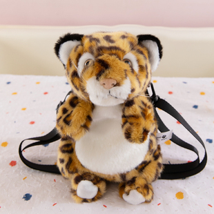 新款仿真雪豹动物毛绒具包包动物园可爱偶布娃娃男女孩生日陪睡