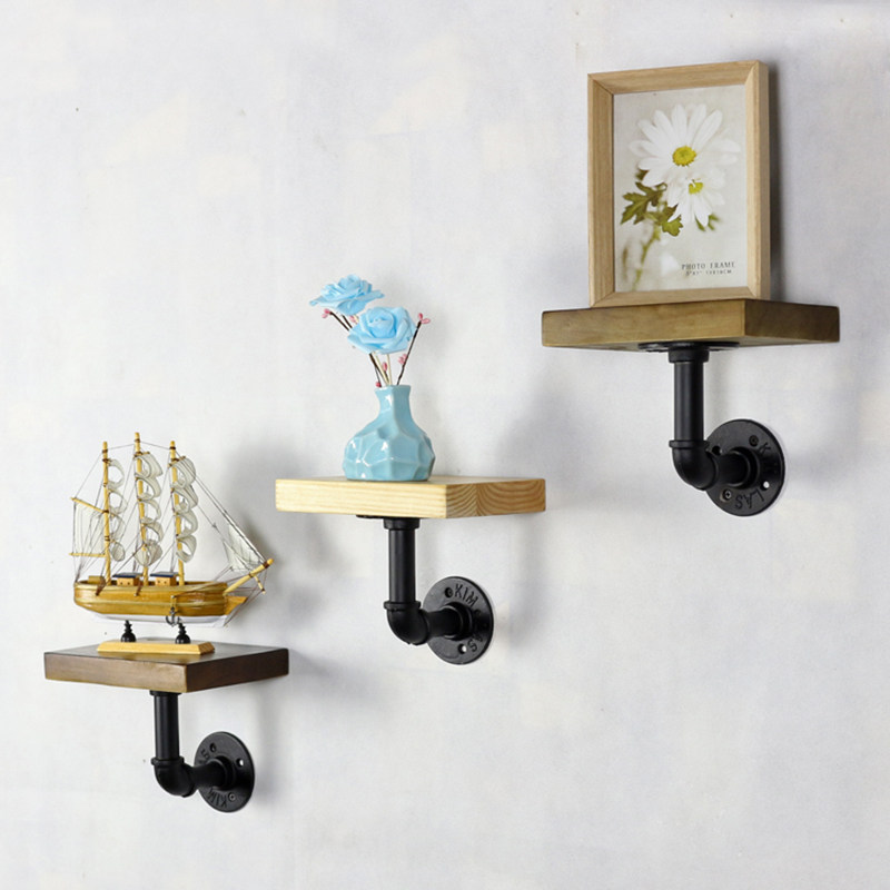 創意客廳實木壁挂花架複古水管牆上置物架簡約書架鐵藝裝飾隔板架在類目 住宅傢俱, 架類, 擱板/置物架中 - 來自Buy2taobao.com提供專業的淘寶代購服務