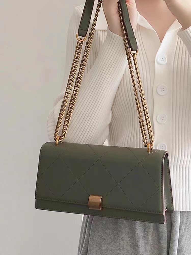 绿色小众轻奢2023新款链条小方包