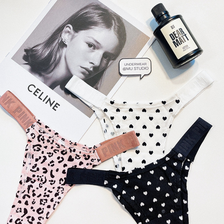 PINK豹纹字母性感欧美运动内裤