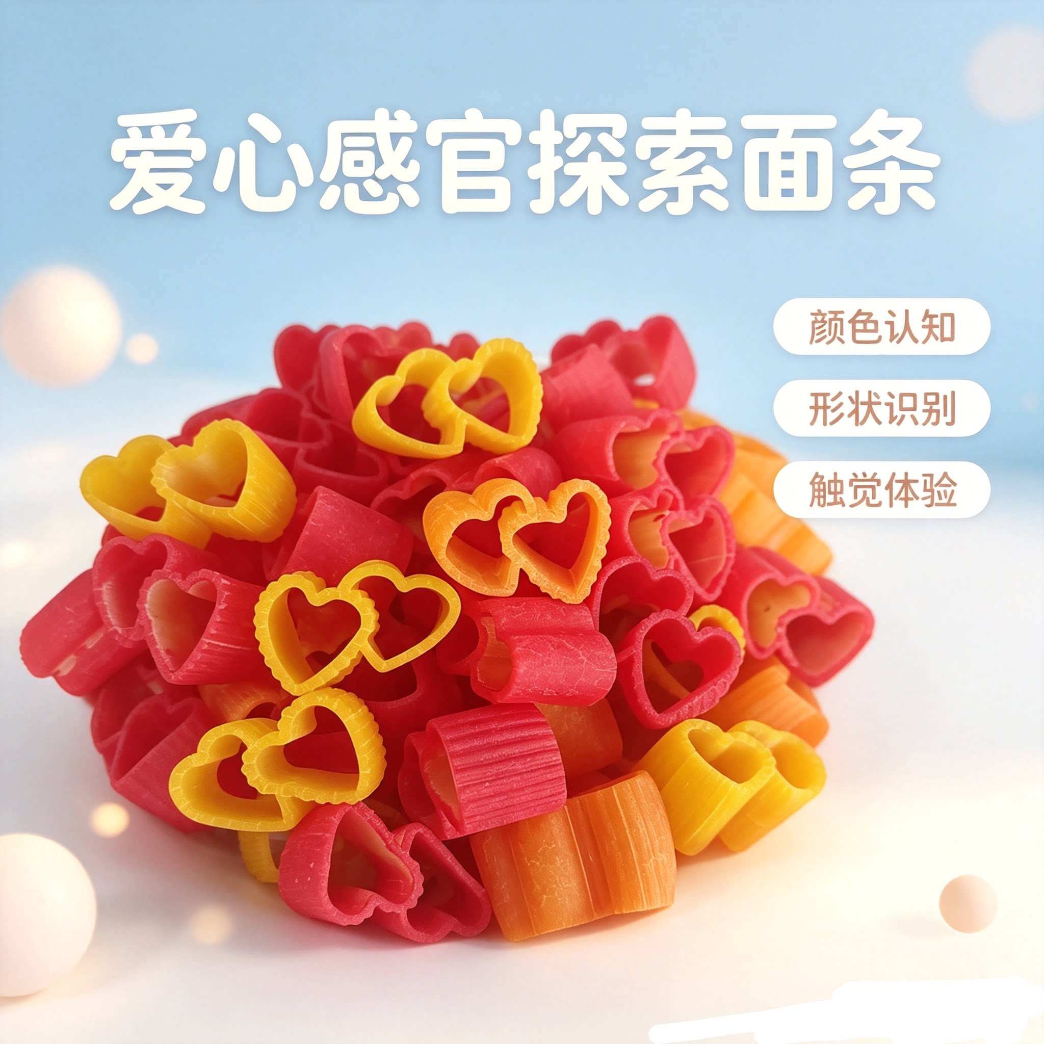 幼儿彩色爱心意面感官早教玩具