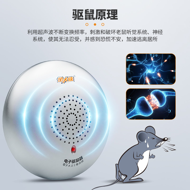 超声波驱鼠器大功率灭鼠驱赶老鼠家用电子猫室内饭店抓捕捉防鼠器