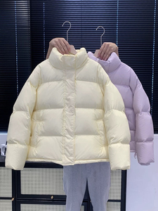 短款羽绒服女2024冬季新款95白鸭绒立领黑色加厚小个子面包服外套