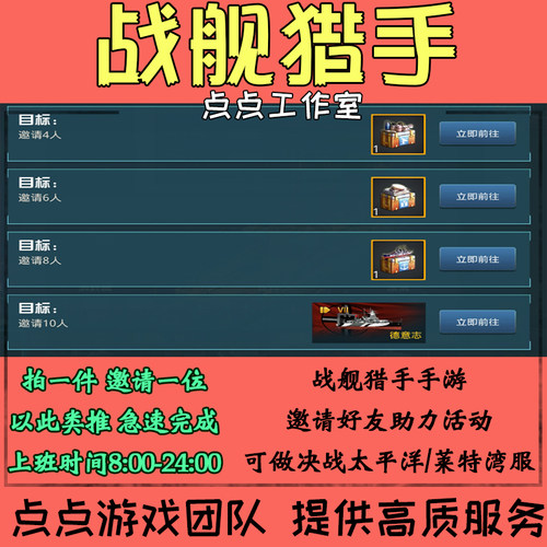 手游战舰猎手邀请好友助力10人活动领宝箱德意志礼包奖励 拍1邀1