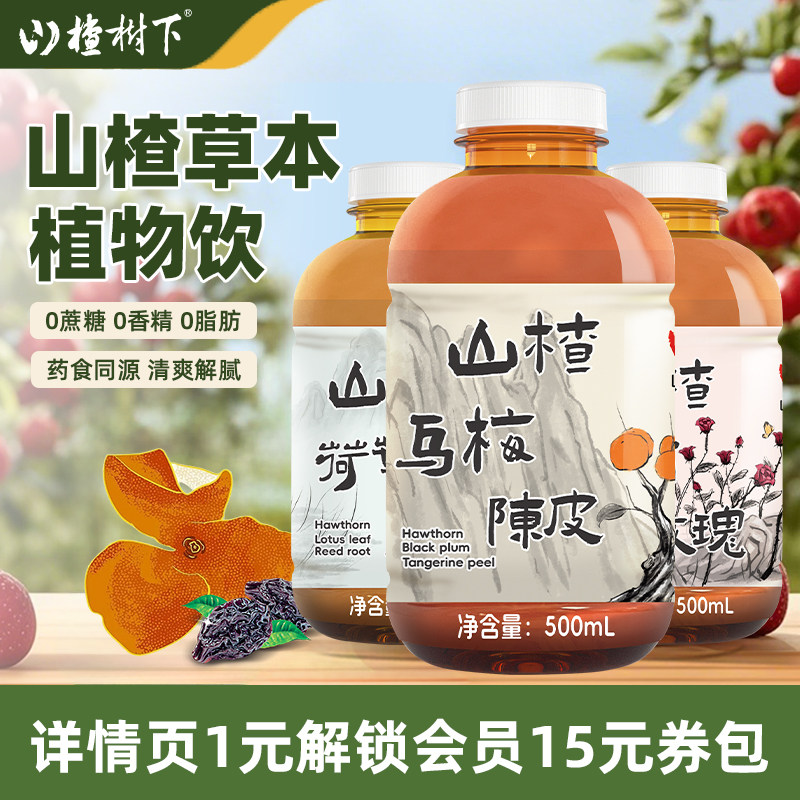 山楂树下荷叶芦根乌梅陈皮贡菊玫瑰果汁饮料500ml*12瓶官方旗舰店