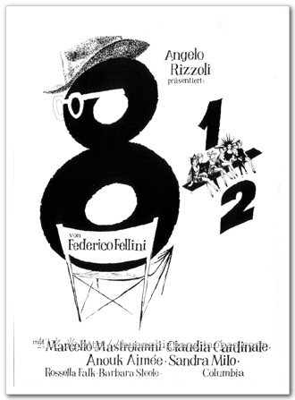 八部半/费里尼/电影海报/艺术电影/装饰画