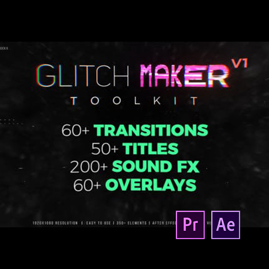 转场字幕VHS故障PR+AE模板 Glitchmaker Toolkit