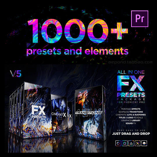 视频转场调色字幕背景预设包 Presets Pack for Premiere Pro