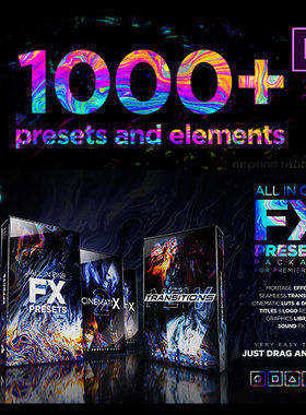 视频转场调色字幕背景预设包 Presets Pack for Premiere Pro