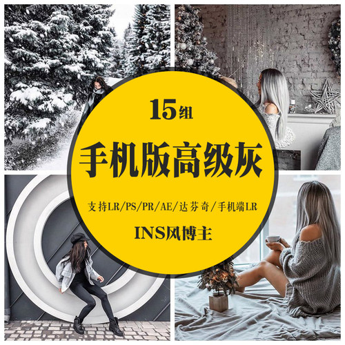 INS网红滤镜灰手机版APP博主LR预设PS调色Lightroom女装街拍