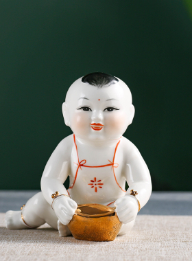 陶瓷金童玉女情侣求子送子童子童女四喜娃娃结婚礼物家居添丁摆件