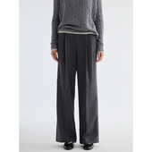 休闲裤 masbello法式 裤 女灰色高腰显瘦百搭西装 通勤宽松直筒阔腿裤