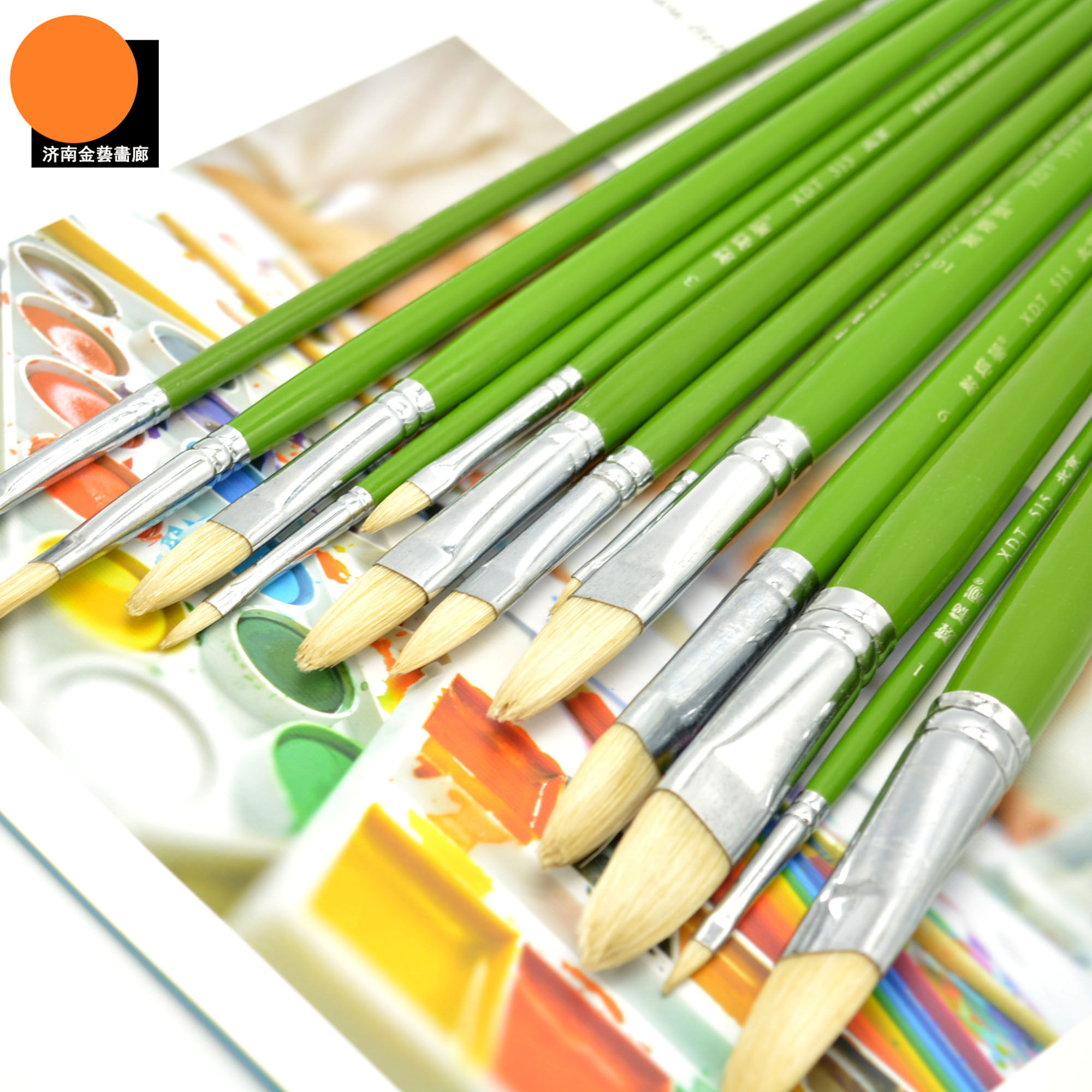 北京榭得堂515绿杆水粉笔猪鬃油画笔 丙烯笔 猪鬃笔头画笔水彩笔