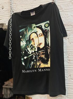 Marilyn Manson玛丽莲曼森美式复古摇滚Vintage高街落肩款短袖T恤