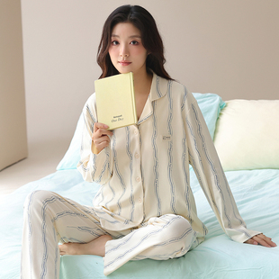 宽松可外穿 纯棉开衫 长袖 睡衣女春秋季 高级感休闲小个子家居服套装