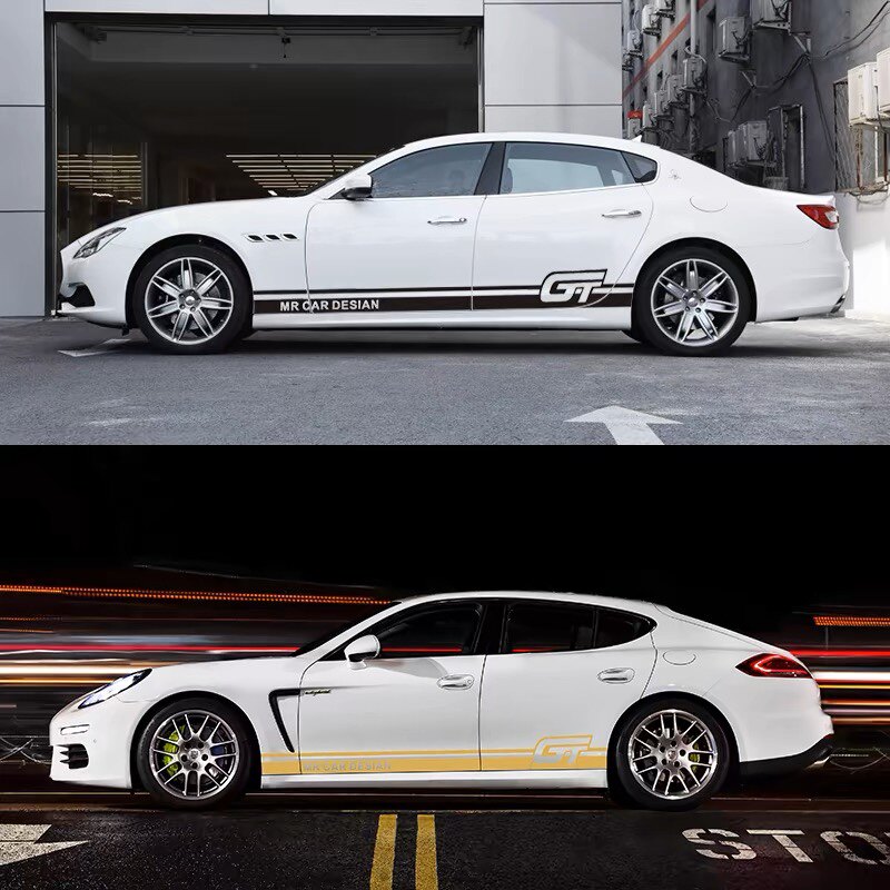 适用于别克英朗侧裙拉花车贴福睿斯蒙迪欧宝马GT车身划痕遮挡贴纸