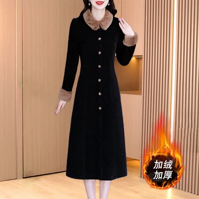 恋晚旗袍洋装2024新款女秋冬加绒加厚广州十三行爆款贵夫人裙子