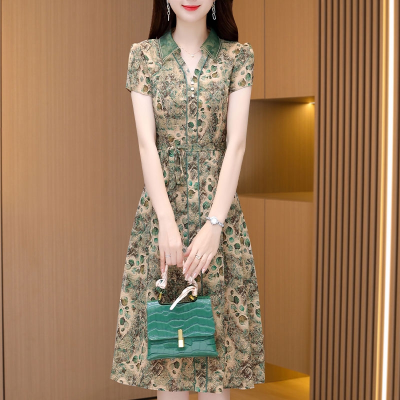冰丝雪纺连衣裙2025新款女夏品牌妈妈今年流行爆款广州十三行裙子