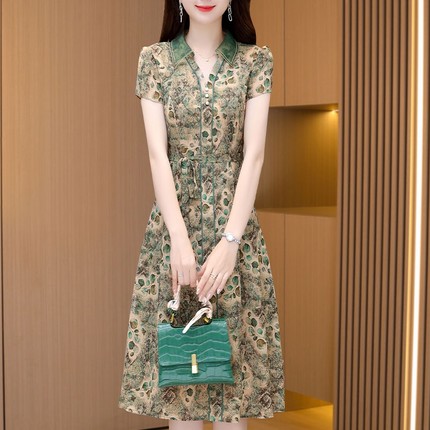 冰丝雪纺连衣裙2025新款女夏品牌妈妈今年流行爆款广州十三行裙子
