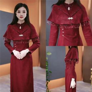 连衣裙2025新款今年流行爆款冬加绒加厚气质韩版显瘦百搭收腰裙子