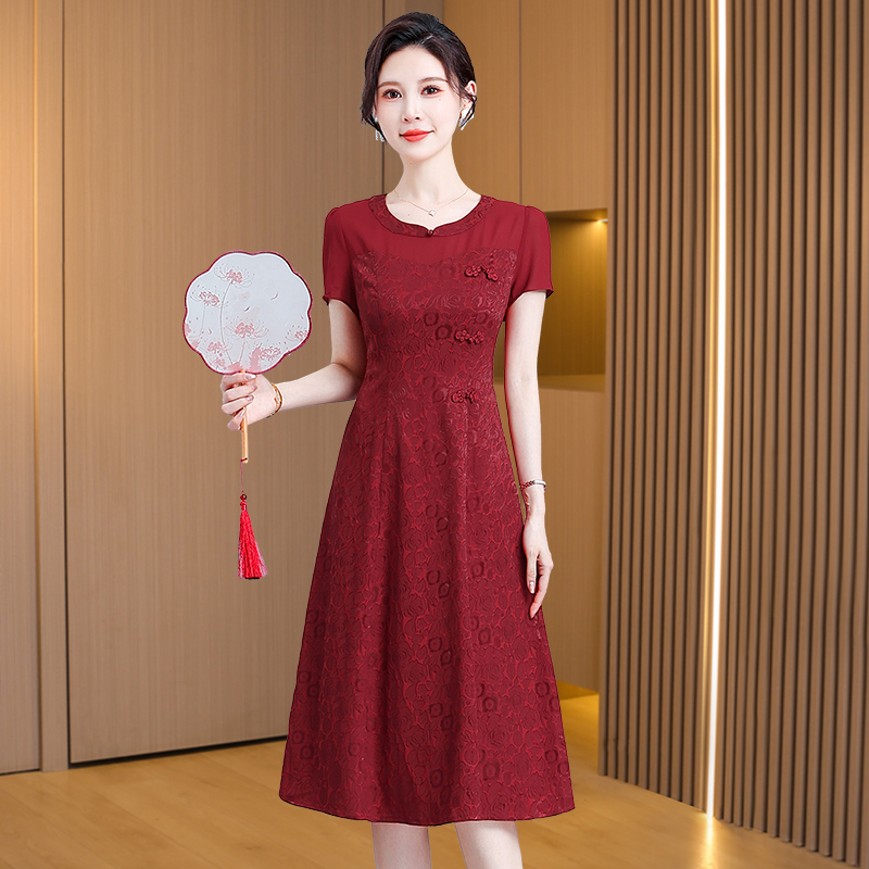 喜婆婆婚宴旗袍连衣裙女夏2025新款高端妈妈结婚礼服裙子平时可穿