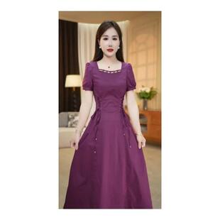 连衣裙2026新款今年流行爆款夏季女装V领气质轻薄减龄中长款短袖