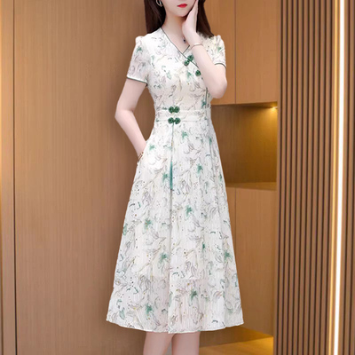 送考改良旗袍广州十三行女2025新款夏高端大气上档次连衣裙年轻款