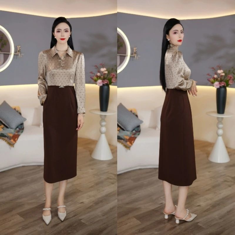 连衣裙2025新款今年流行爆款中年女士妈妈装早秋时尚气质高腰显瘦