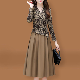 长袖高档连衣裙子2025新款女装春秋贵夫人品牌时尚高端气质假套装