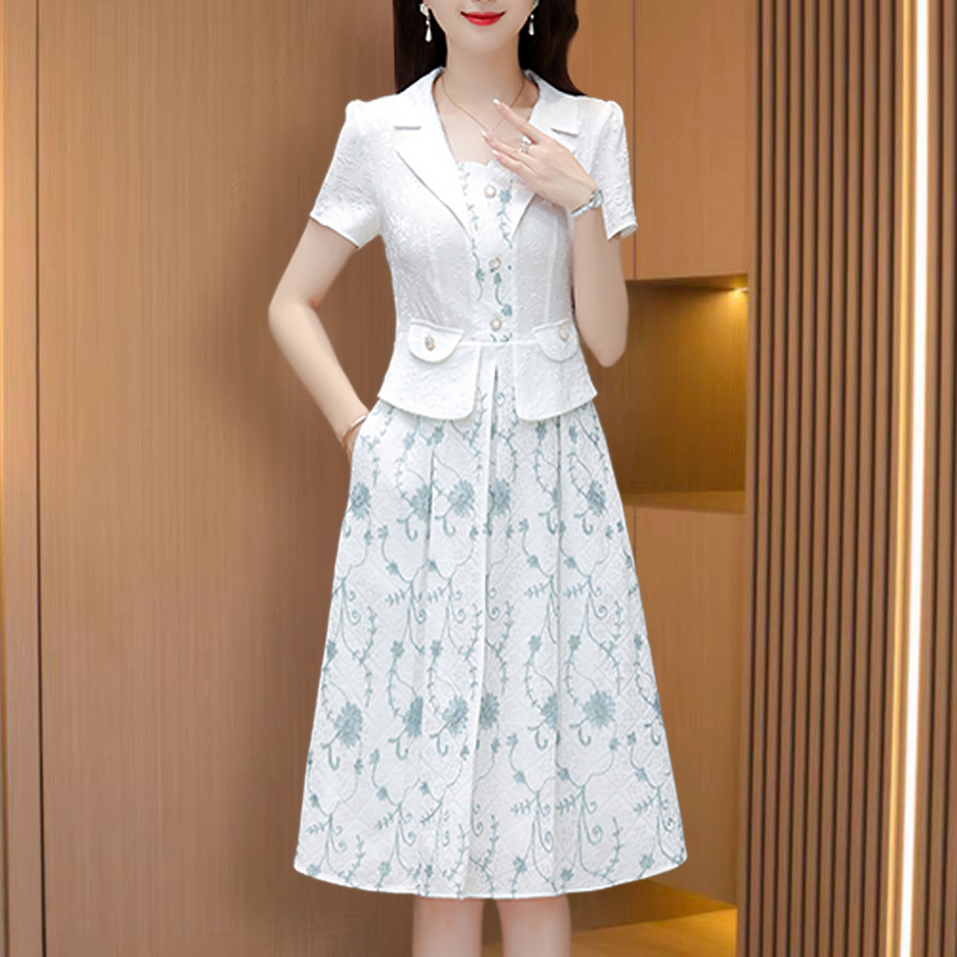 旗袍连衣裙子十三行2025年新款流行爆款高级感女夏高端假套装减龄