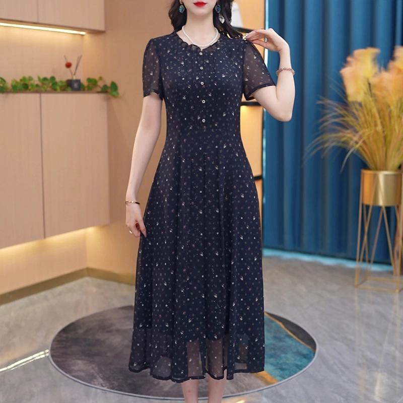 连衣裙2025新款今年流行爆款女士妈妈装夏季气质百搭时尚中长款