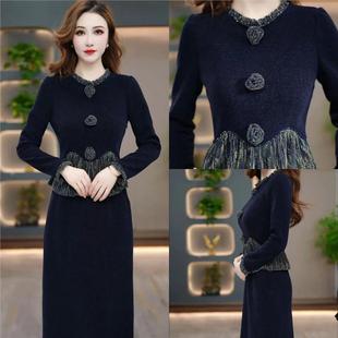 连衣裙2025新款今年流行爆款冬季显瘦气质时尚减龄修身收腰打底裙