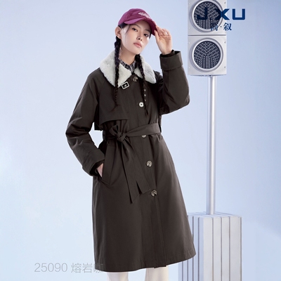 羽绒服翻新女士加长风衣脱卸和面