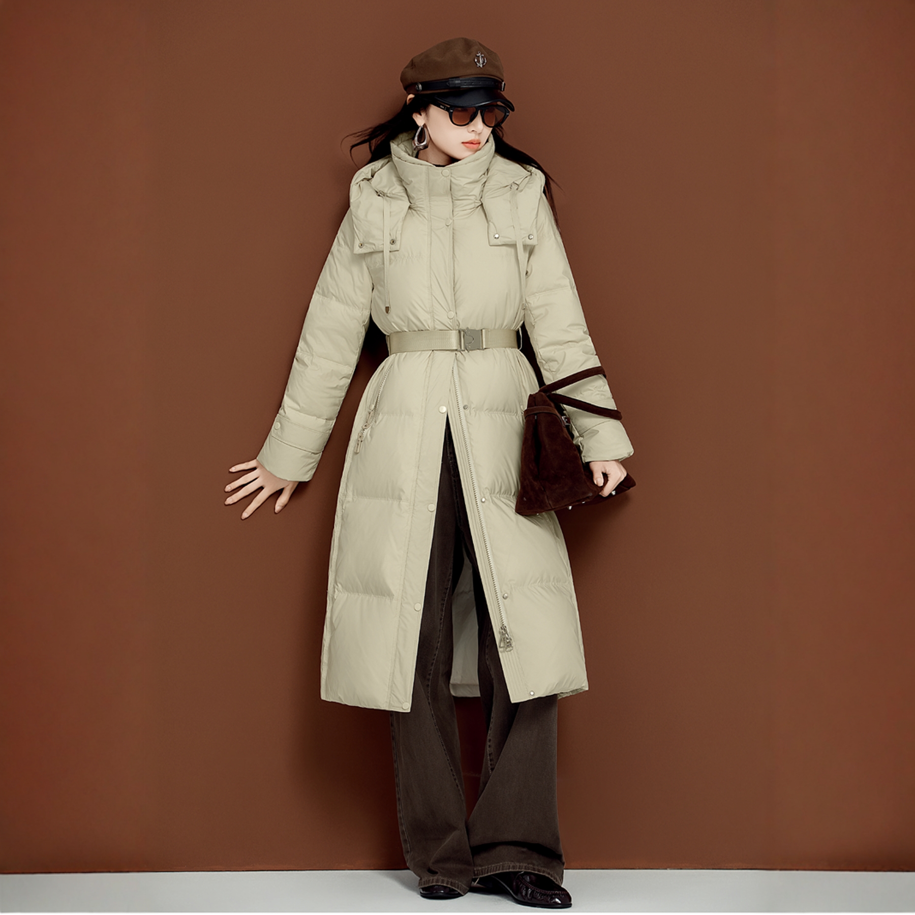 女加长腰带束腰羽绒服翻新改造