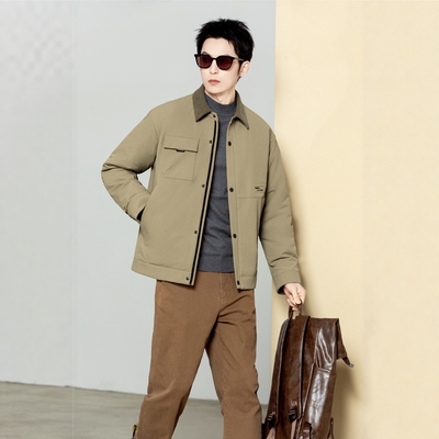 男士脱卸和面翻领羽绒服旧翻新