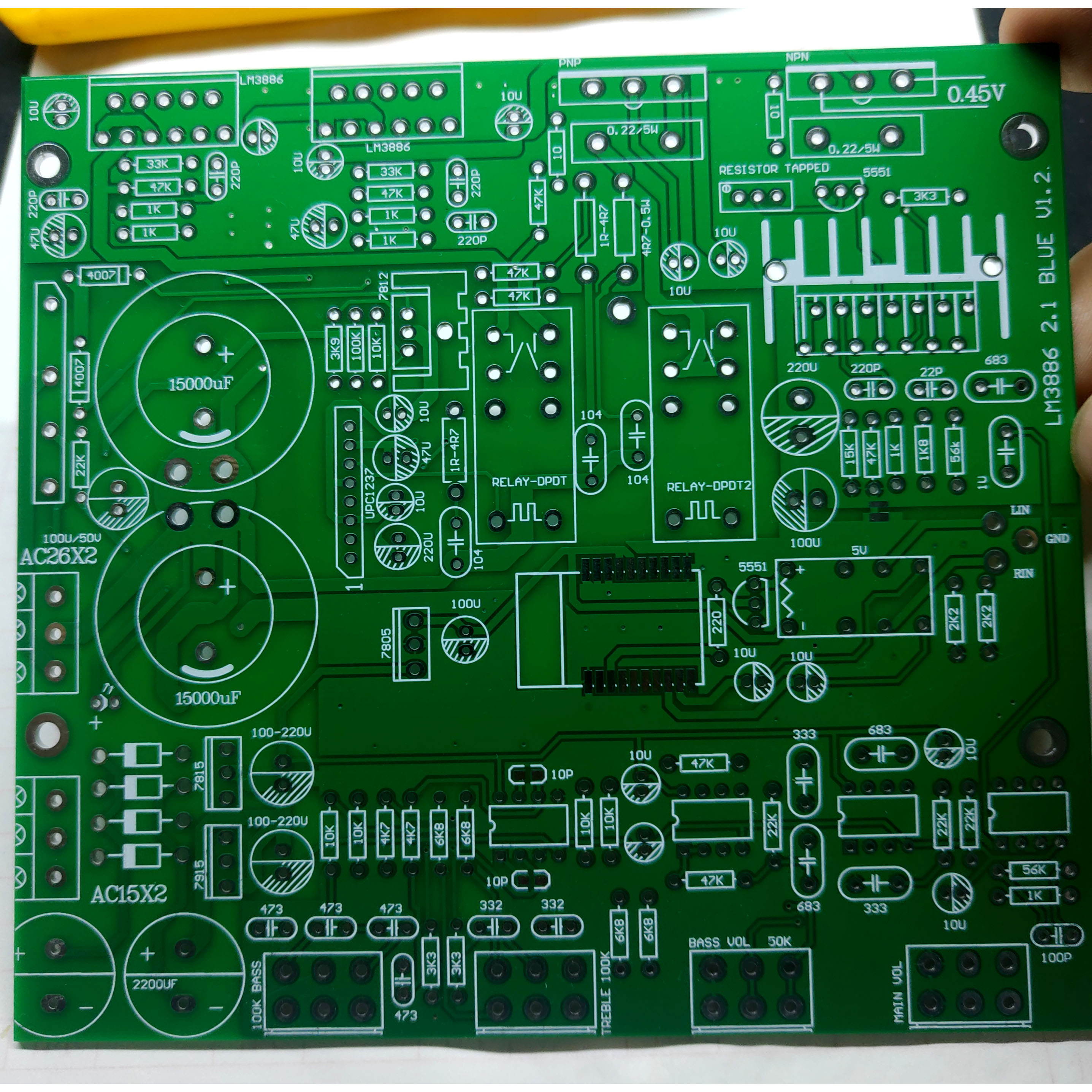 lm3886 分立级低音炮2.1  蓝牙 带前级 功放板
