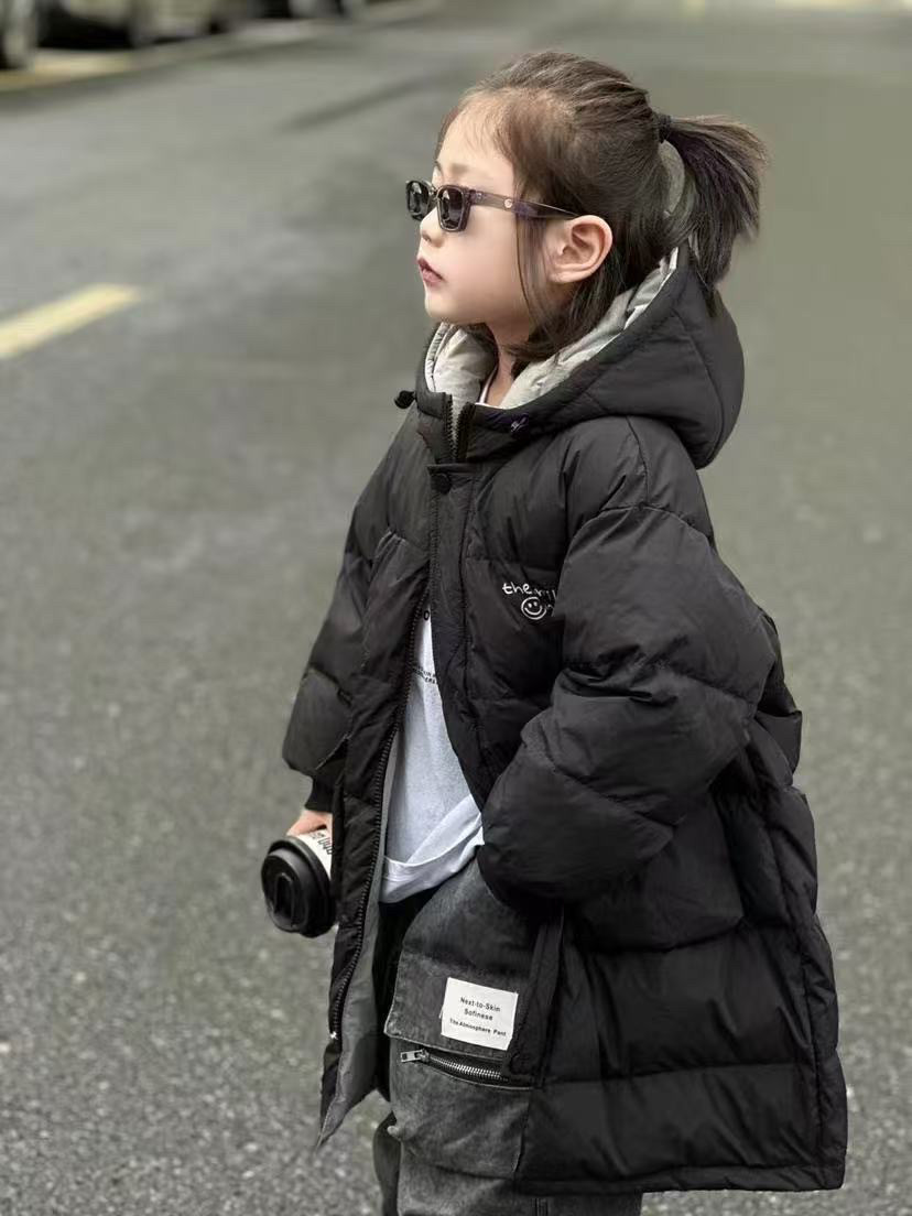 男女童羽绒服洋气冬季加厚中长款儿童两面穿冬款羽绒棉外套