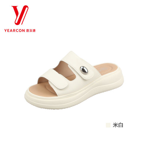 意尔康女夏厚底增高舒适凉拖