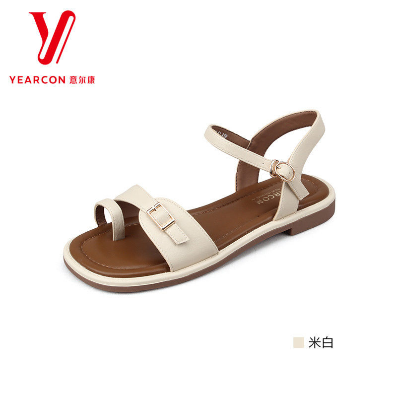 意尔康女鞋2025夏季平底舒适凉鞋